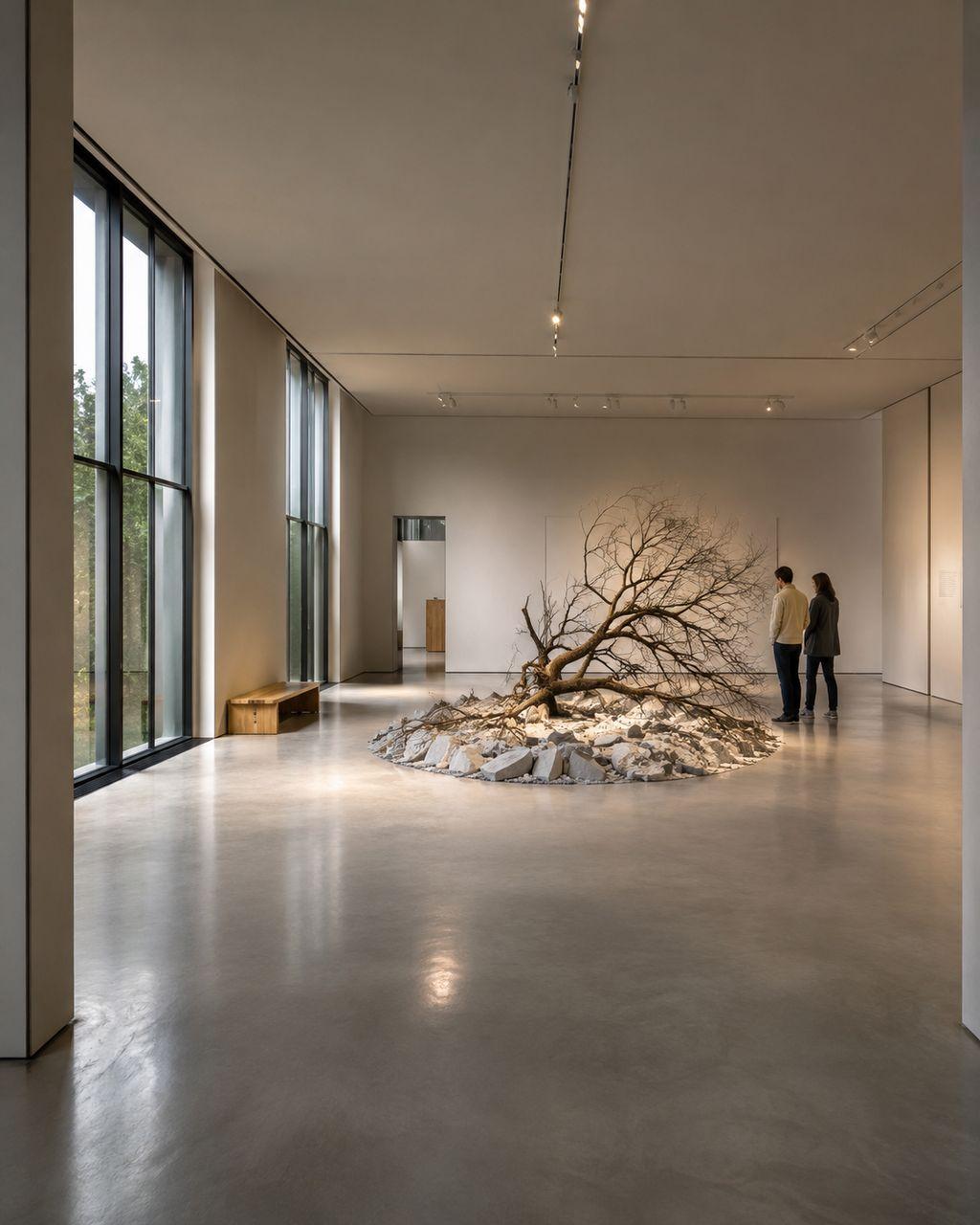 Galerie Sud, espace calme aux volumes ouverts destiné aux œuvres sur toile et aux installations.